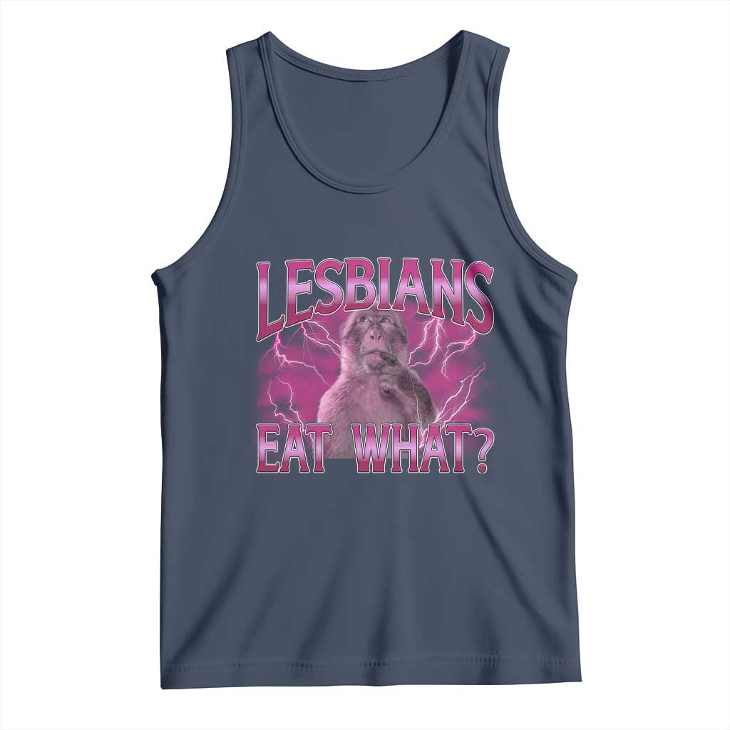 Funny Monkey Meme Lesbians Eat What Tank Top LGBTQ Pride Gift