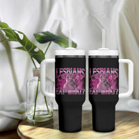 Funny Monkey Meme Lesbians Eat What Tumbler With Handle LGBTQ Pride Gift