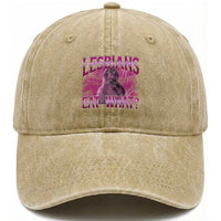 Funny Monkey Meme Lesbians Eat What Washed Cotton Baseball Cap LGBTQ Pride Gift
