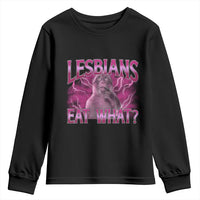 Funny Monkey Meme Lesbians Eat What Youth Sweatshirt LGBTQ Pride Gift