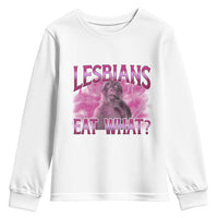 Funny Monkey Meme Lesbians Eat What Youth Sweatshirt LGBTQ Pride Gift
