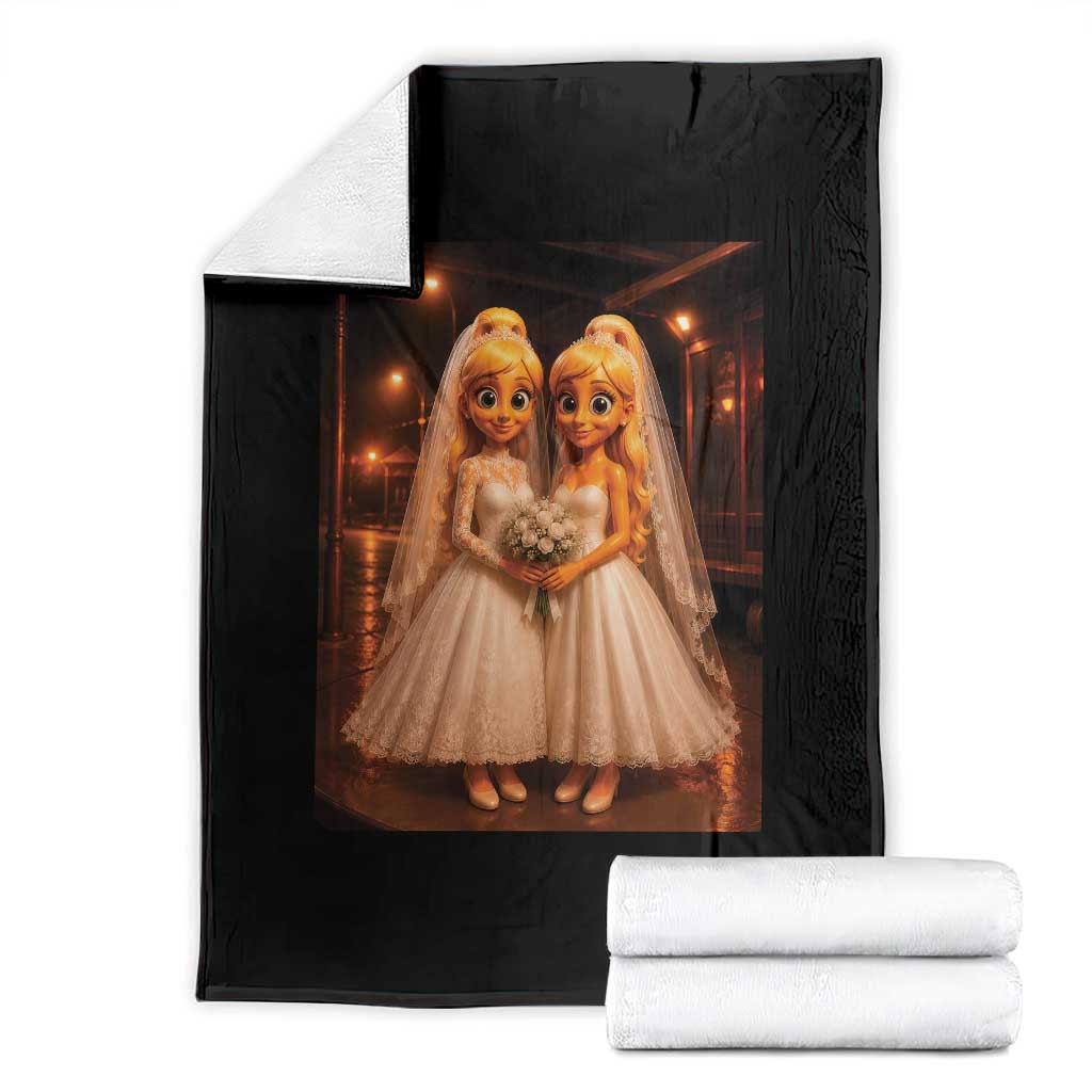 Funny Lesbian Pride Tung Tung Sahur Engagement Gift Throw Blanket