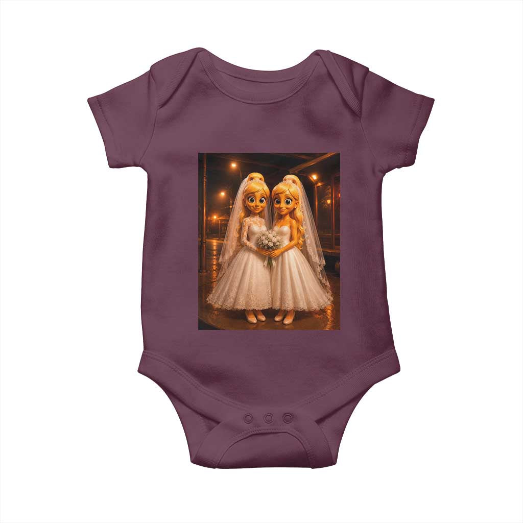 Funny Lesbian Pride Tung Tung Sahur Engagement Gift Baby Onesie