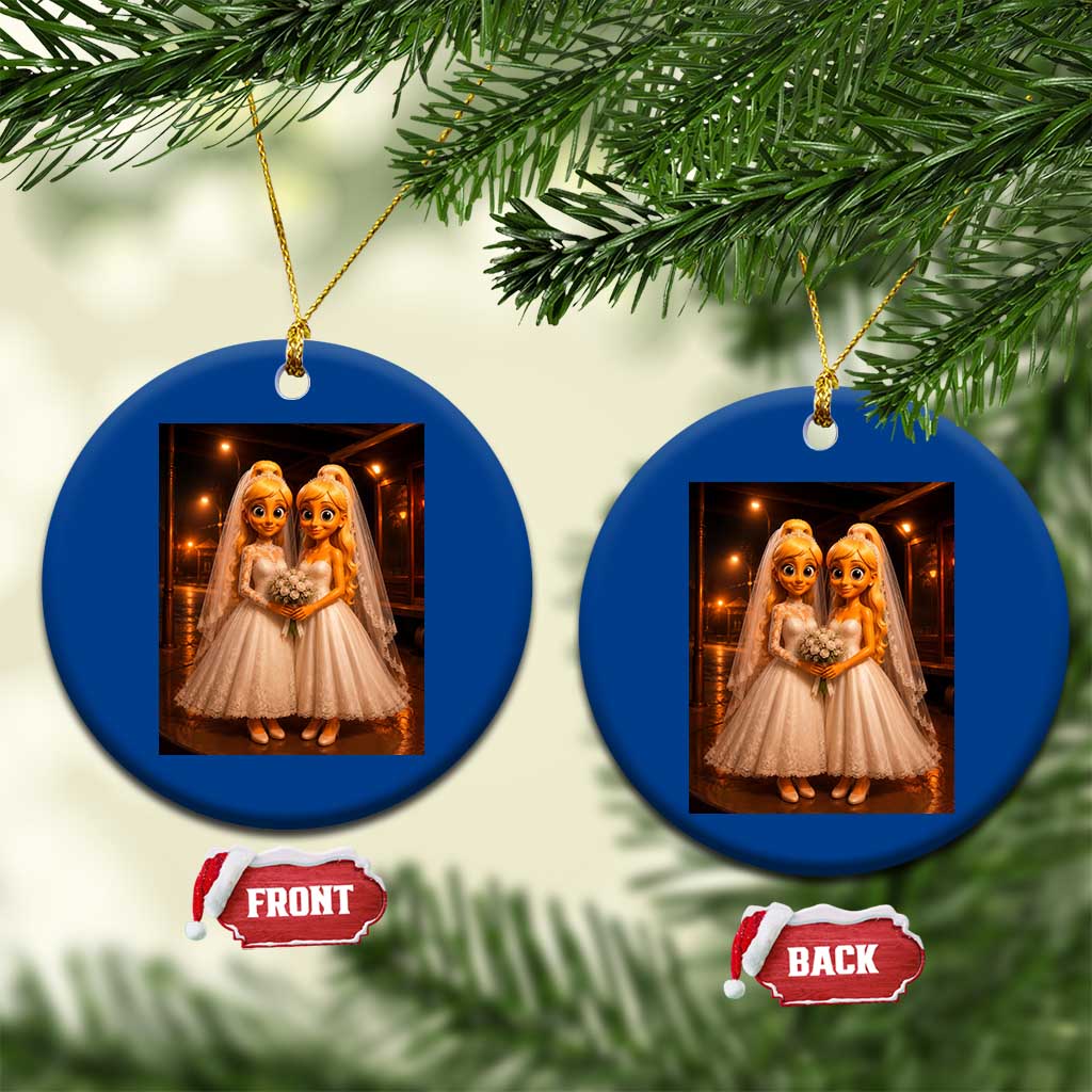 Funny Lesbian Pride Tung Tung Sahur Engagement Gift Ceramic Ornament