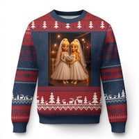Funny Lesbian Pride Tung Tung Sahur Engagement Gift Ugly Christmas Sweater