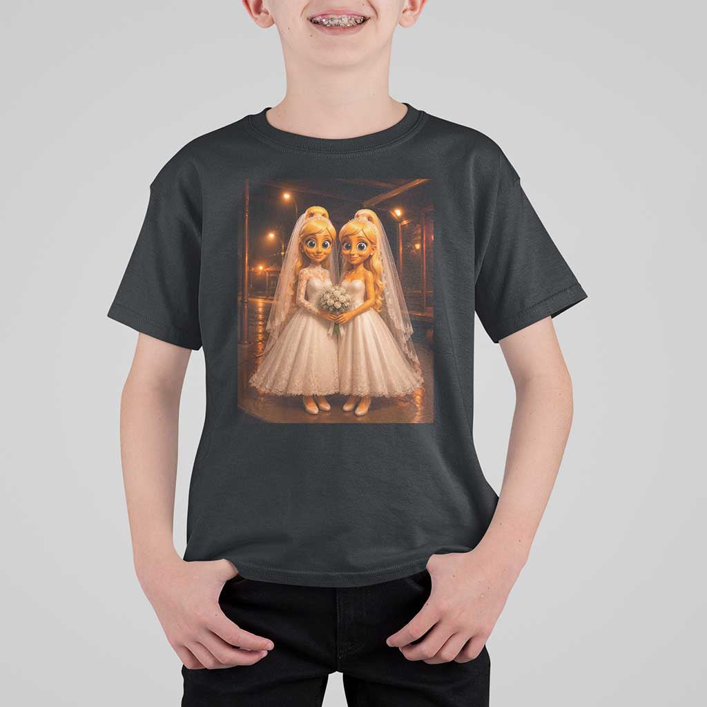 Funny Lesbian Pride Tung Tung Sahur Engagement Gift T Shirt For Kid