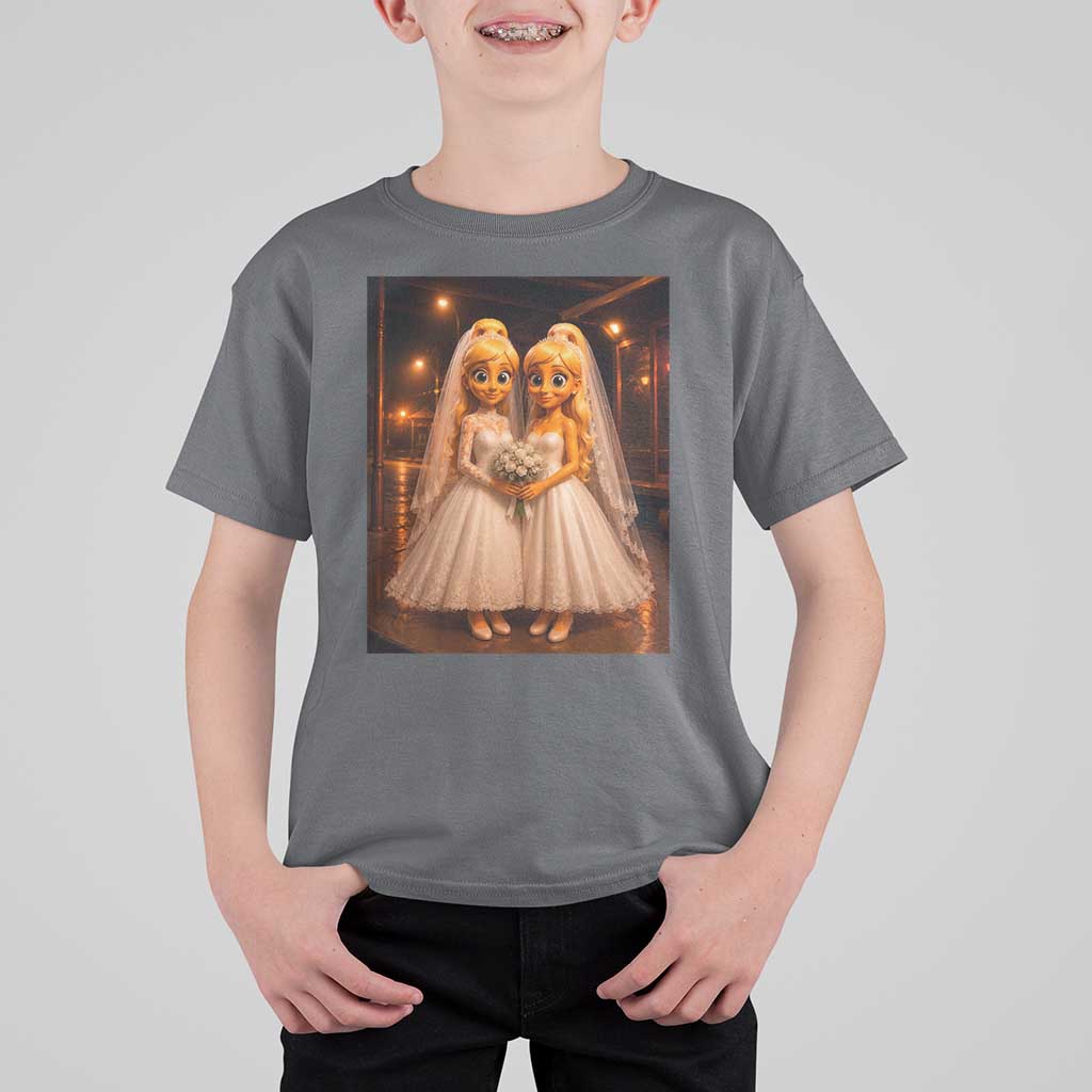 Funny Lesbian Pride Tung Tung Sahur Engagement Gift T Shirt For Kid
