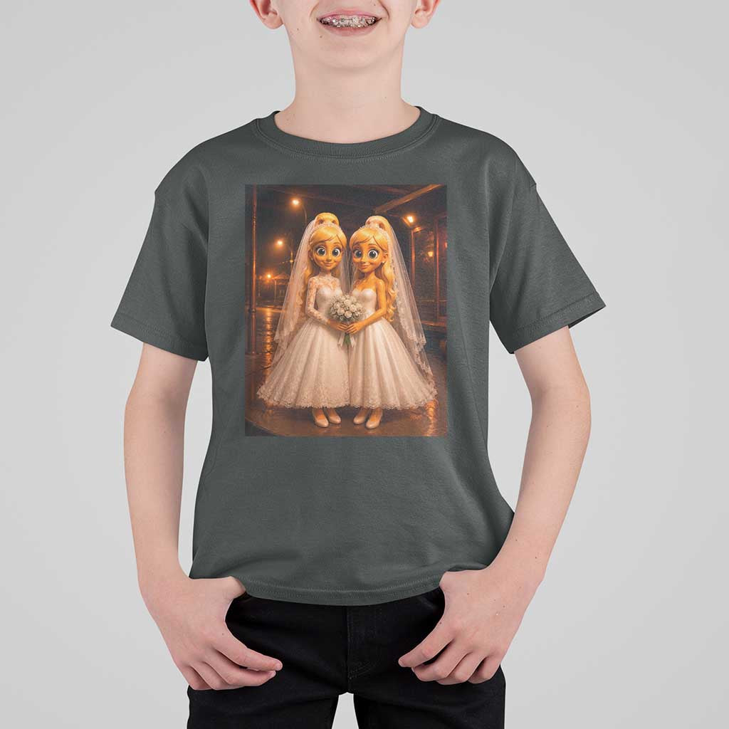 Funny Lesbian Pride Tung Tung Sahur Engagement Gift T Shirt For Kid