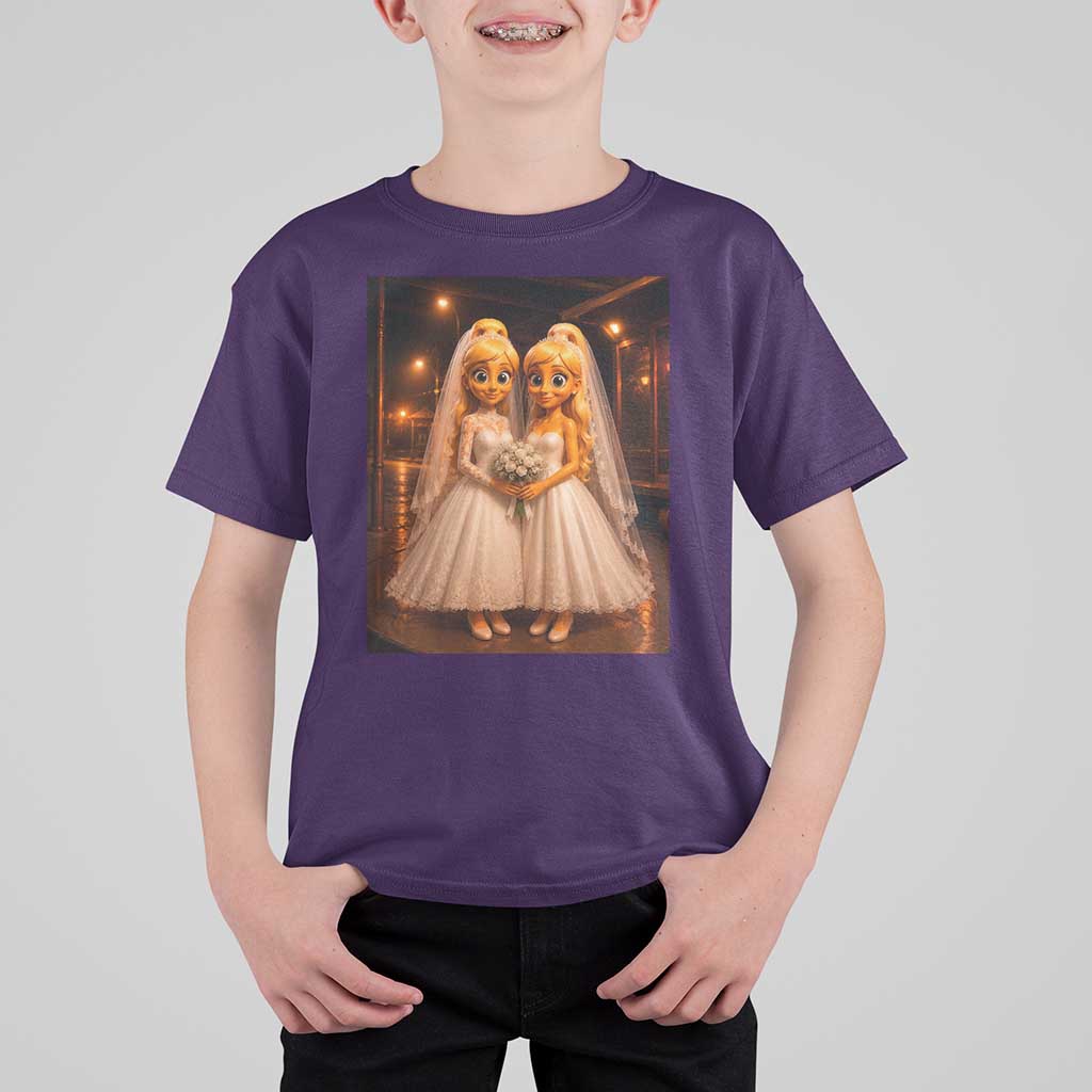 Funny Lesbian Pride Tung Tung Sahur Engagement Gift T Shirt For Kid
