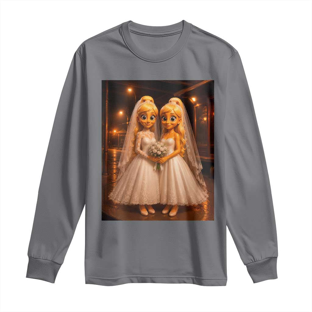Funny Lesbian Pride Tung Tung Sahur Engagement Gift Long Sleeve Shirt