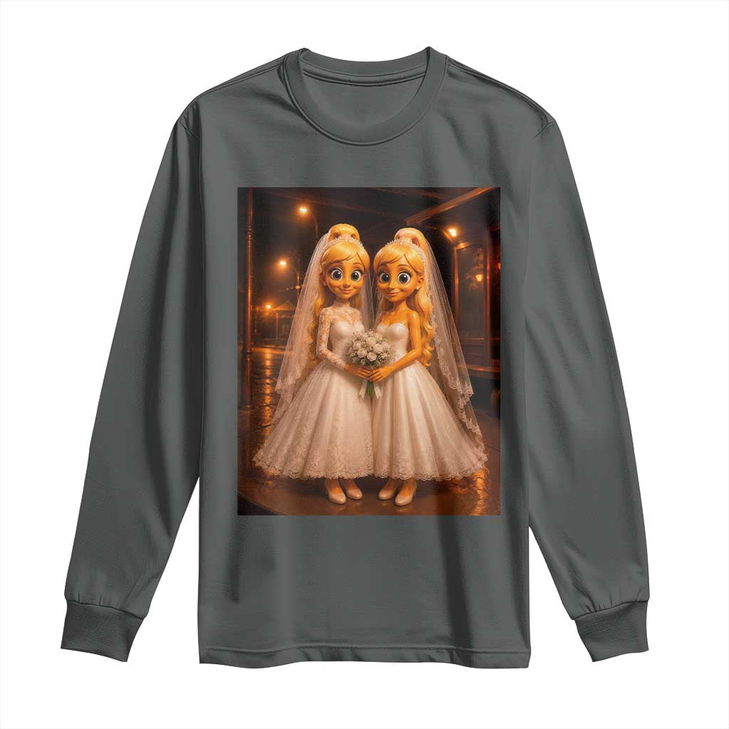 Funny Lesbian Pride Tung Tung Sahur Engagement Gift Long Sleeve Shirt