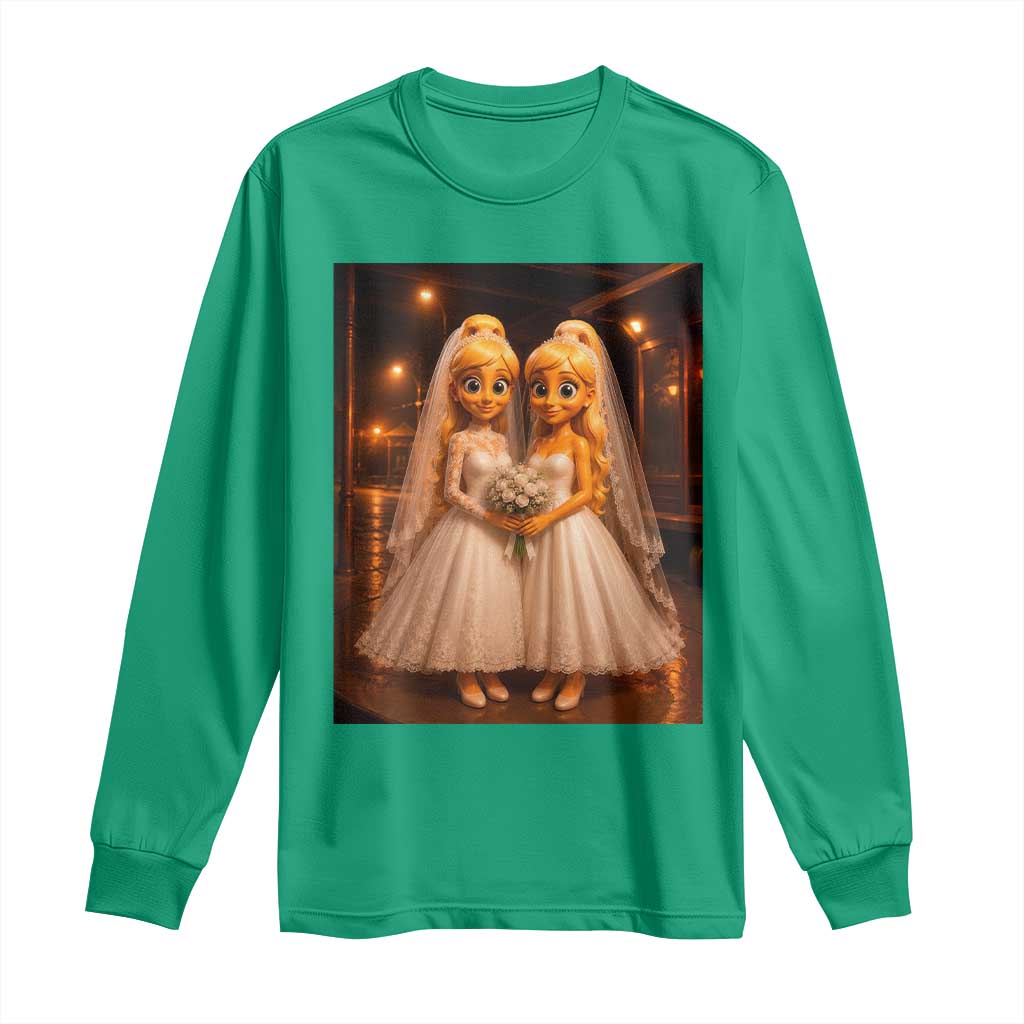 Funny Lesbian Pride Tung Tung Sahur Engagement Gift Long Sleeve Shirt