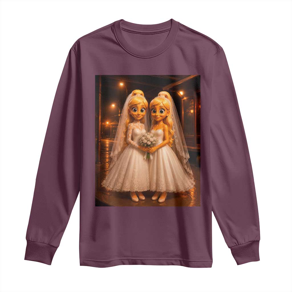 Funny Lesbian Pride Tung Tung Sahur Engagement Gift Long Sleeve Shirt