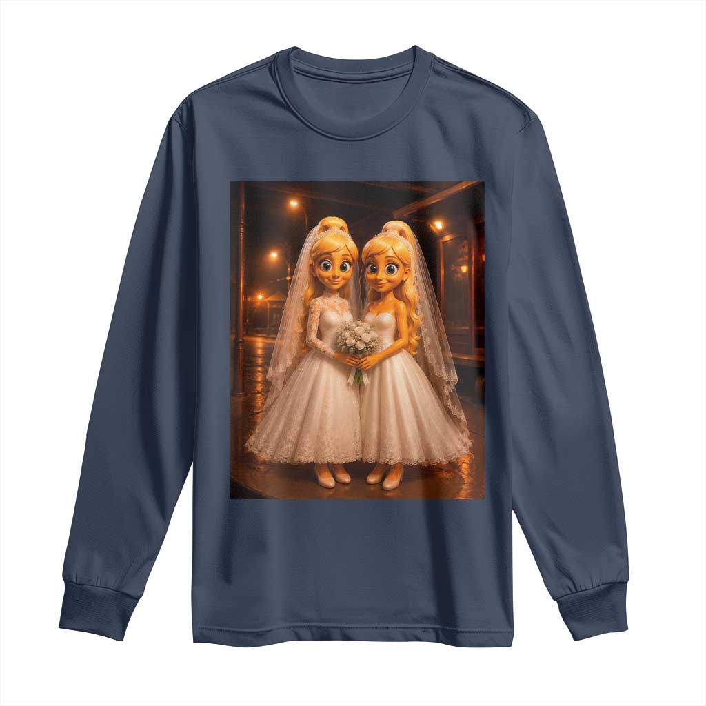 Funny Lesbian Pride Tung Tung Sahur Engagement Gift Long Sleeve Shirt