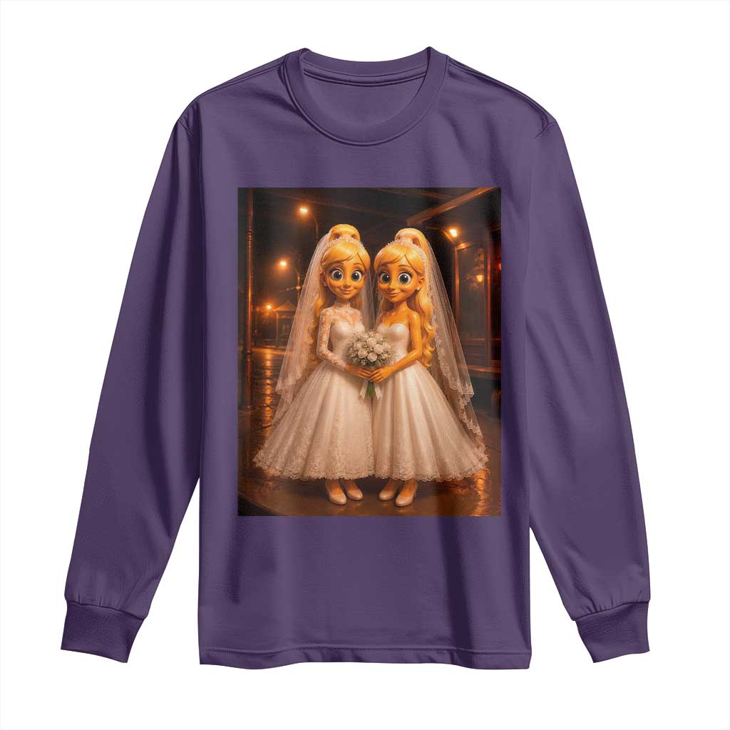 Funny Lesbian Pride Tung Tung Sahur Engagement Gift Long Sleeve Shirt