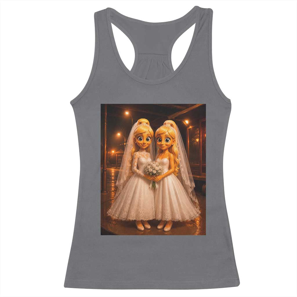 Funny Lesbian Pride Tung Tung Sahur Engagement Gift Racerback Tank Top