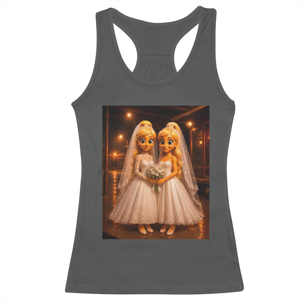 Funny Lesbian Pride Tung Tung Sahur Engagement Gift Racerback Tank Top