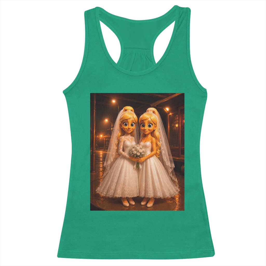 Funny Lesbian Pride Tung Tung Sahur Engagement Gift Racerback Tank Top
