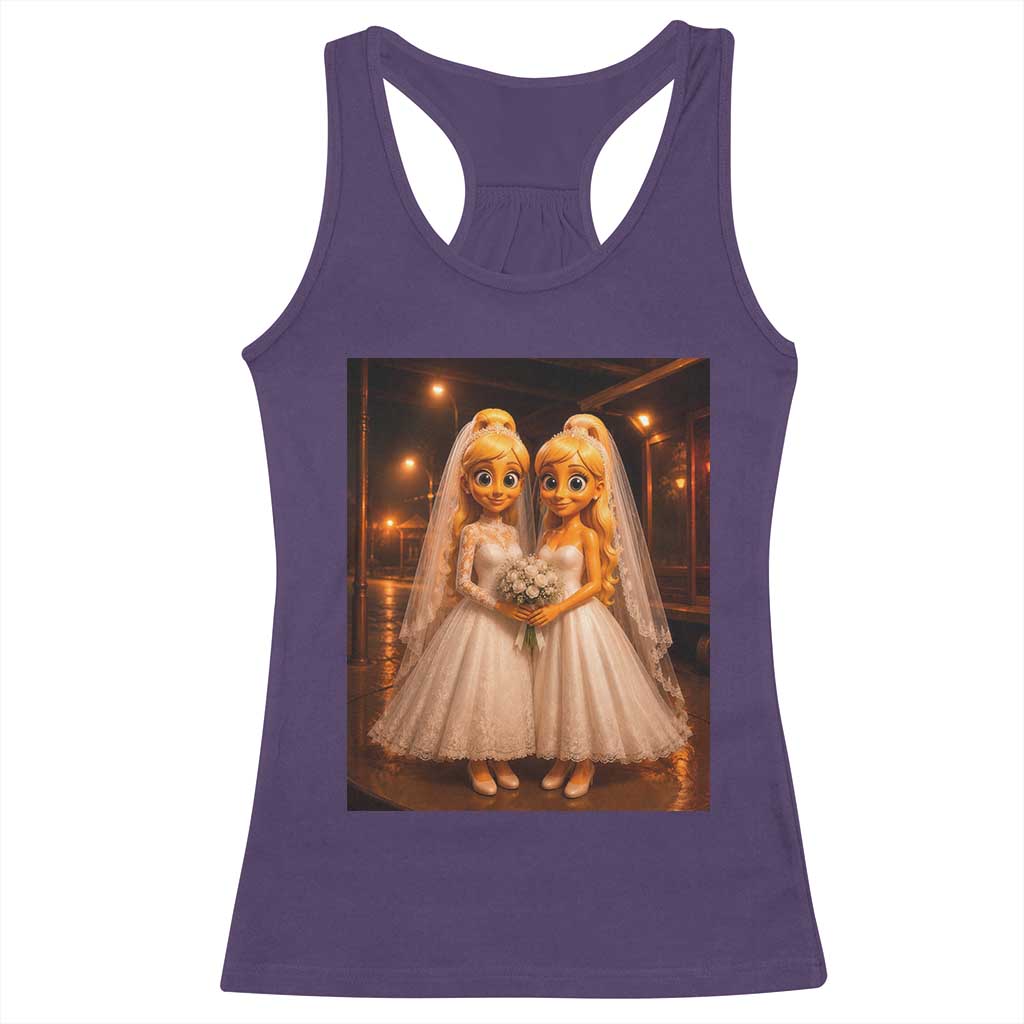 Funny Lesbian Pride Tung Tung Sahur Engagement Gift Racerback Tank Top