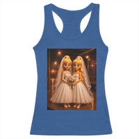 Funny Lesbian Pride Tung Tung Sahur Engagement Gift Racerback Tank Top