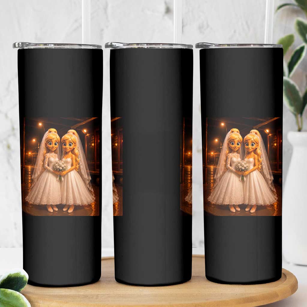 Funny Lesbian Pride Tung Tung Sahur Engagement Gift Skinny Tumbler