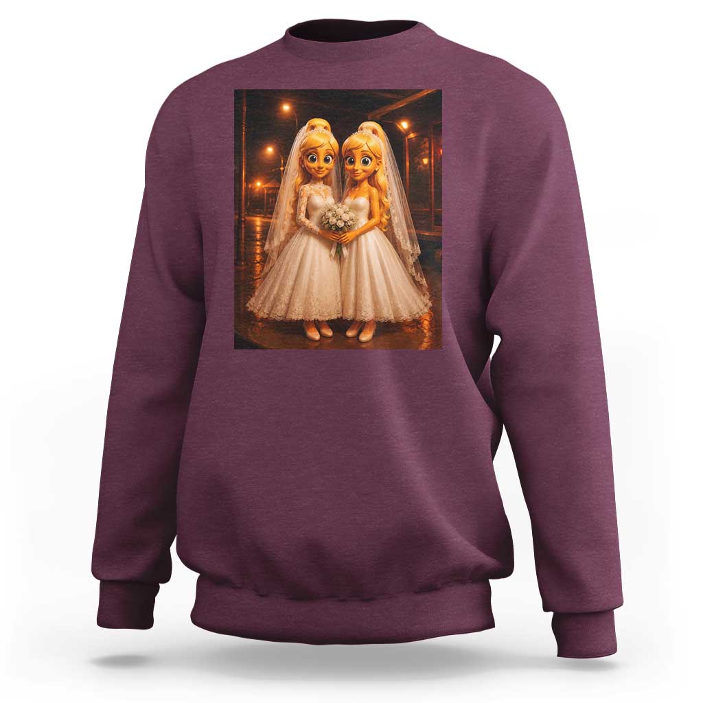 Funny Lesbian Pride Tung Tung Sahur Engagement Gift Sweatshirt