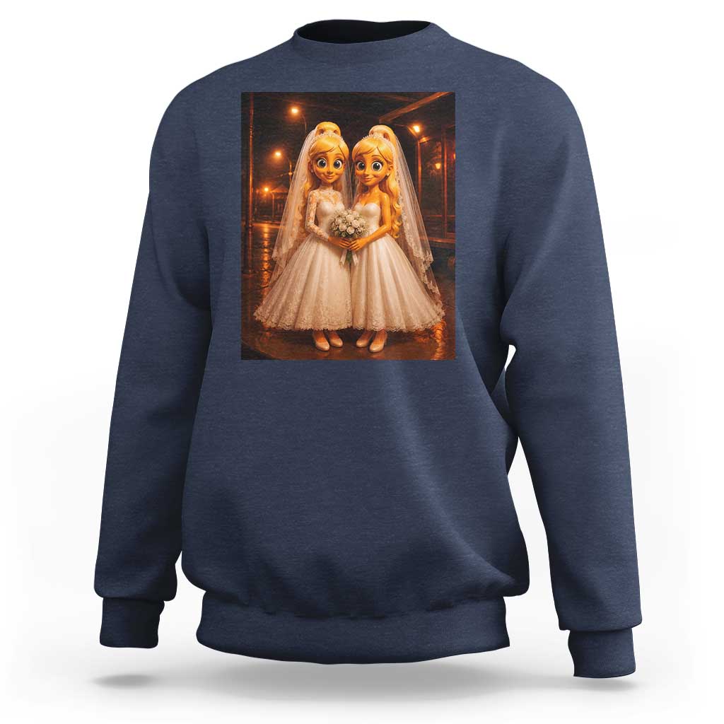 Funny Lesbian Pride Tung Tung Sahur Engagement Gift Sweatshirt
