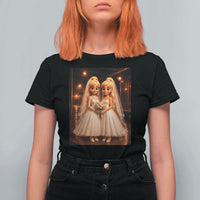 Funny Lesbian Pride Tung Tung Sahur Engagement Gift T Shirt For Women