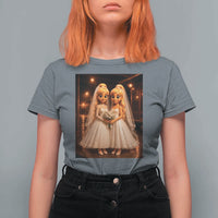 Funny Lesbian Pride Tung Tung Sahur Engagement Gift T Shirt For Women