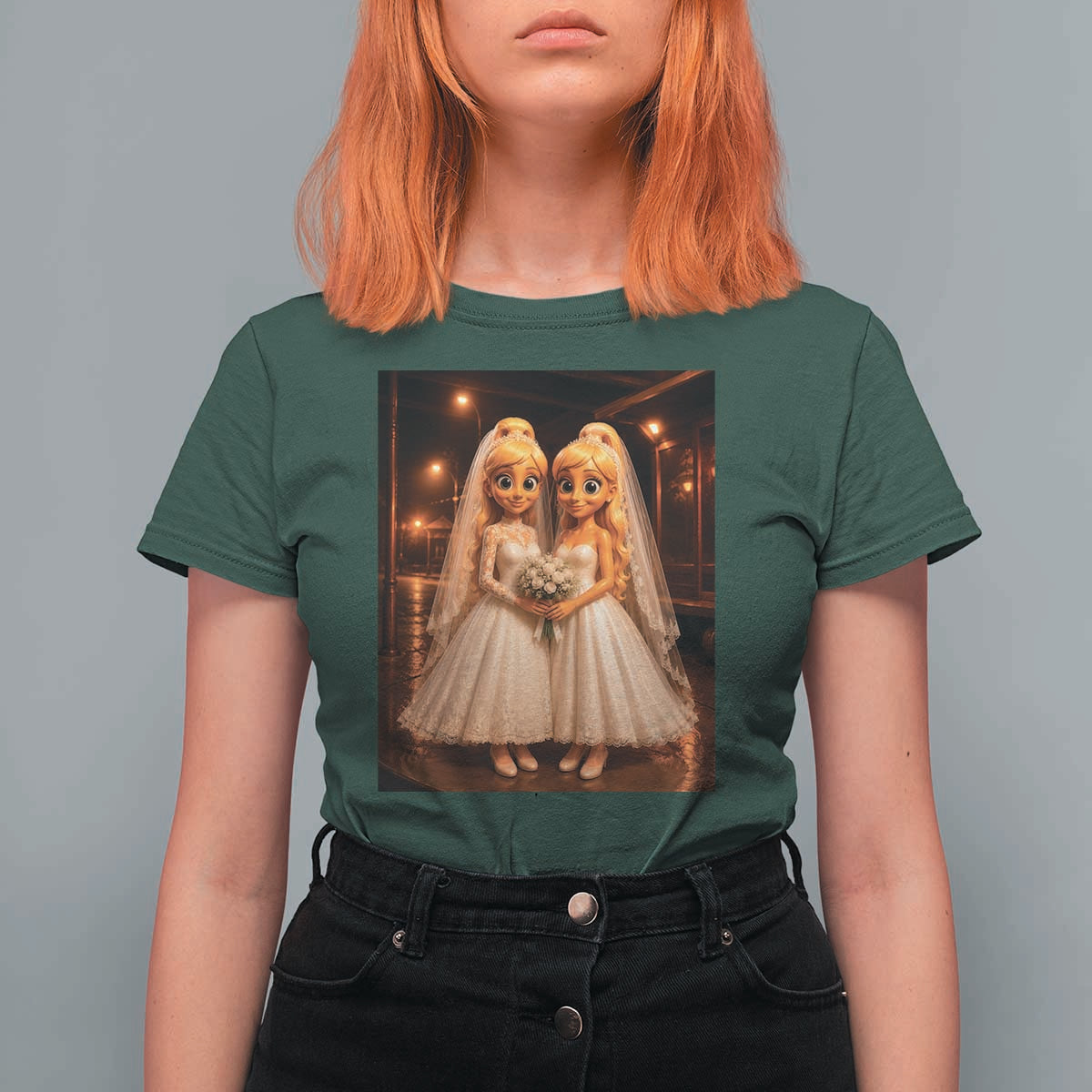 Funny Lesbian Pride Tung Tung Sahur Engagement Gift T Shirt For Women
