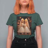 Funny Lesbian Pride Tung Tung Sahur Engagement Gift T Shirt For Women