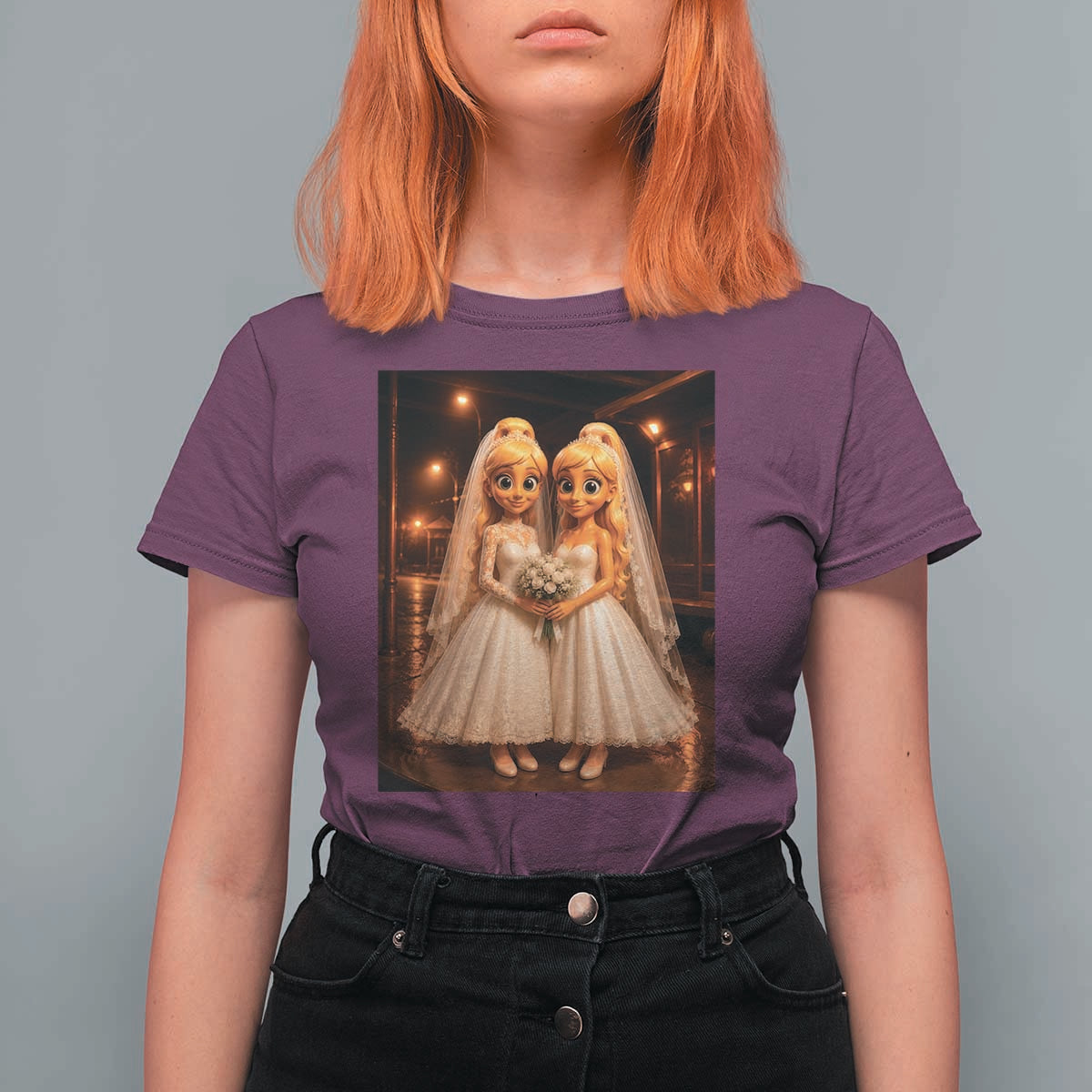 Funny Lesbian Pride Tung Tung Sahur Engagement Gift T Shirt For Women