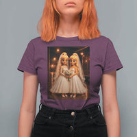 Funny Lesbian Pride Tung Tung Sahur Engagement Gift T Shirt For Women