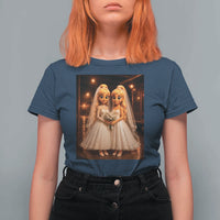 Funny Lesbian Pride Tung Tung Sahur Engagement Gift T Shirt For Women