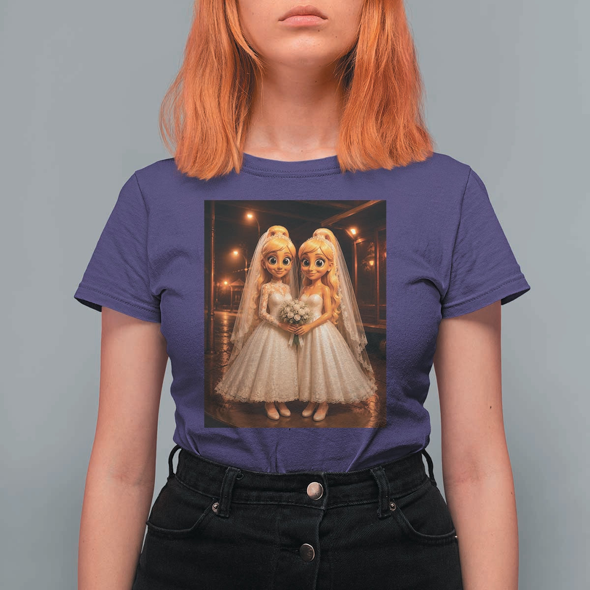 Funny Lesbian Pride Tung Tung Sahur Engagement Gift T Shirt For Women