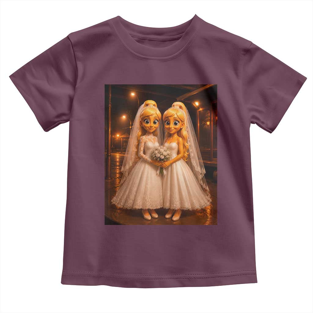 Funny Lesbian Pride Tung Tung Sahur Engagement Gift Toddler T Shirt