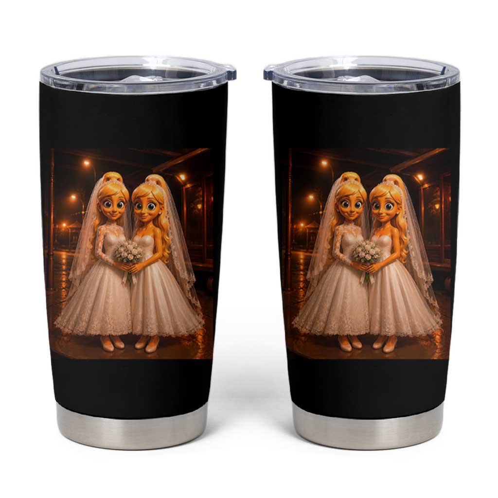 Funny Lesbian Pride Tung Tung Sahur Engagement Gift Tumbler Cup