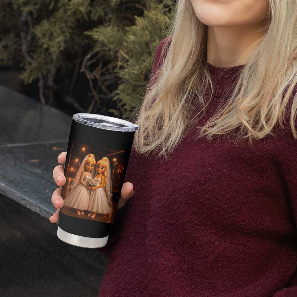 Funny Lesbian Pride Tung Tung Sahur Engagement Gift Tumbler Cup