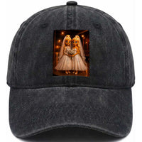 Funny Lesbian Pride Tung Tung Sahur Engagement Gift Washed Cotton Baseball Cap