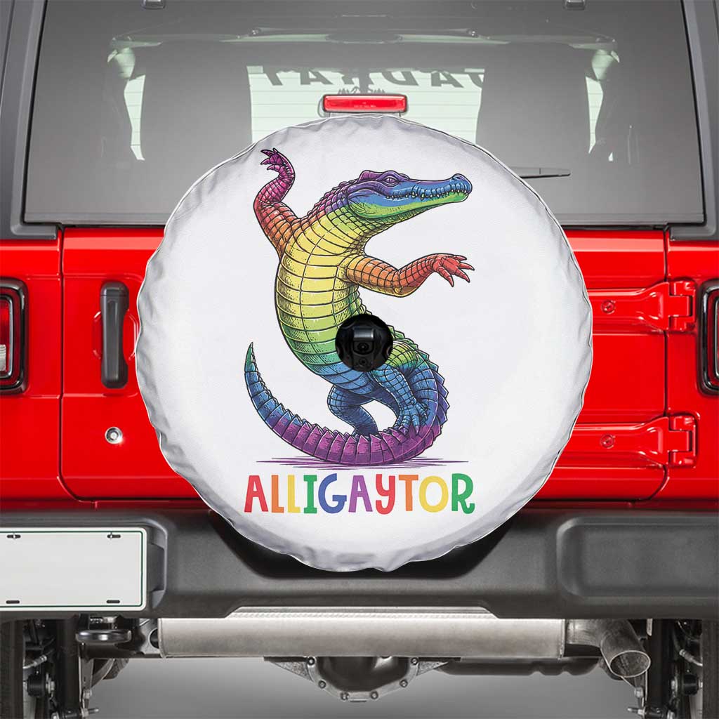 Alligaytor LGBTQ Pride Graphic Spare Tire Cover Queer Reptile Lovers