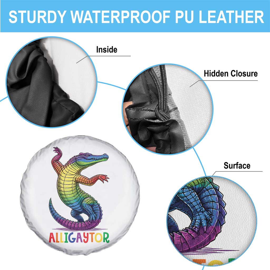 Alligaytor LGBTQ Pride Graphic Spare Tire Cover Queer Reptile Lovers
