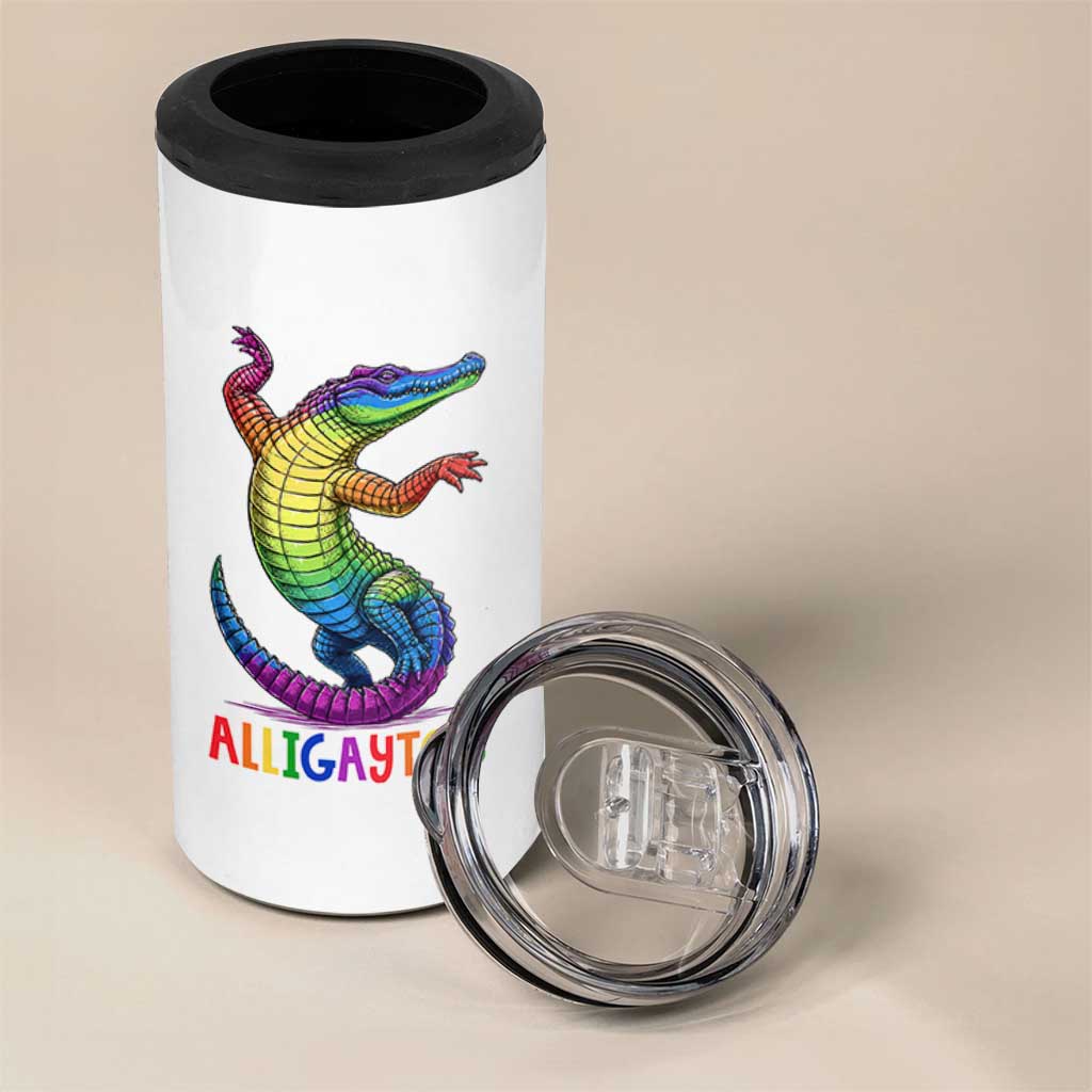 Alligaytor LGBTQ Pride Graphic 4 in 1 Can Cooler Tumbler Queer Reptile Lovers