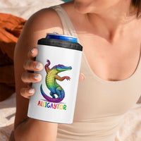 Alligaytor LGBTQ Pride Graphic 4 in 1 Can Cooler Tumbler Queer Reptile Lovers