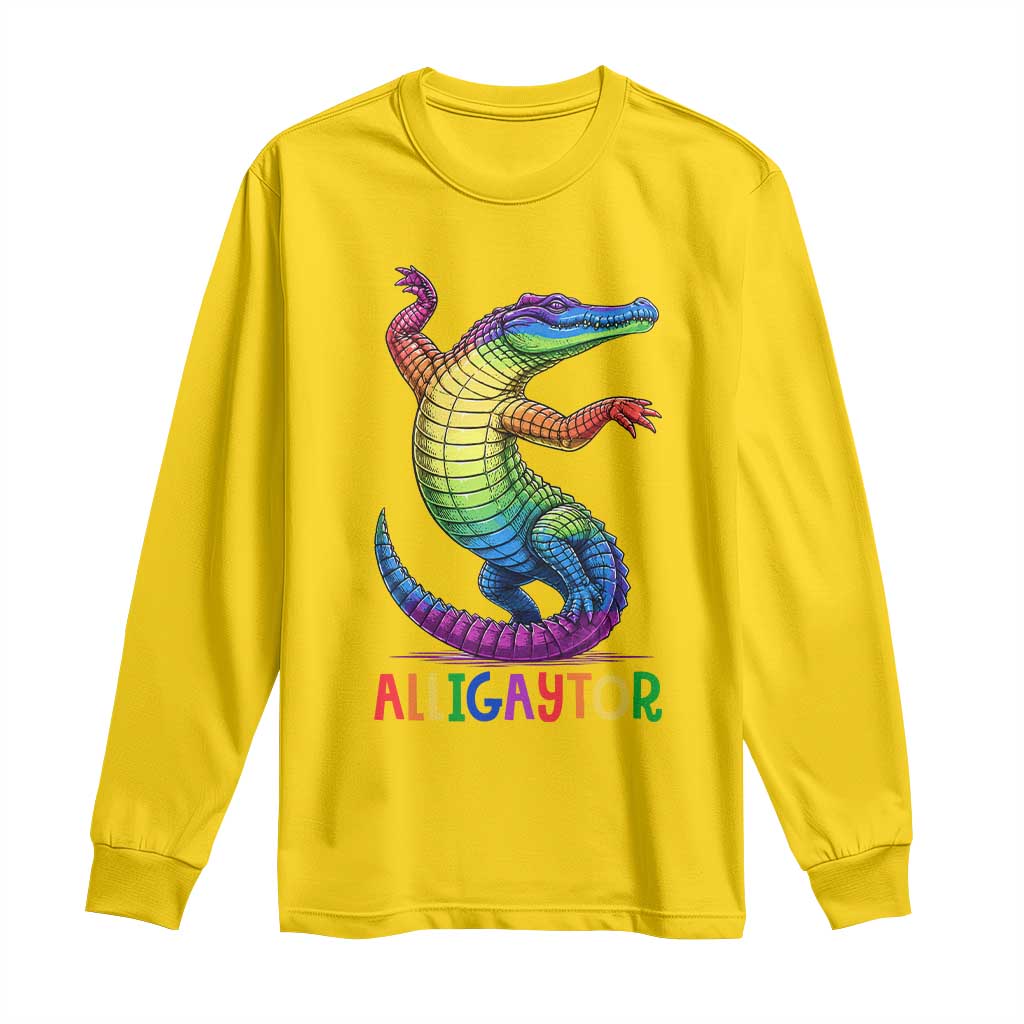 Alligaytor LGBTQ Pride Graphic Long Sleeve Shirt Queer Reptile Lovers