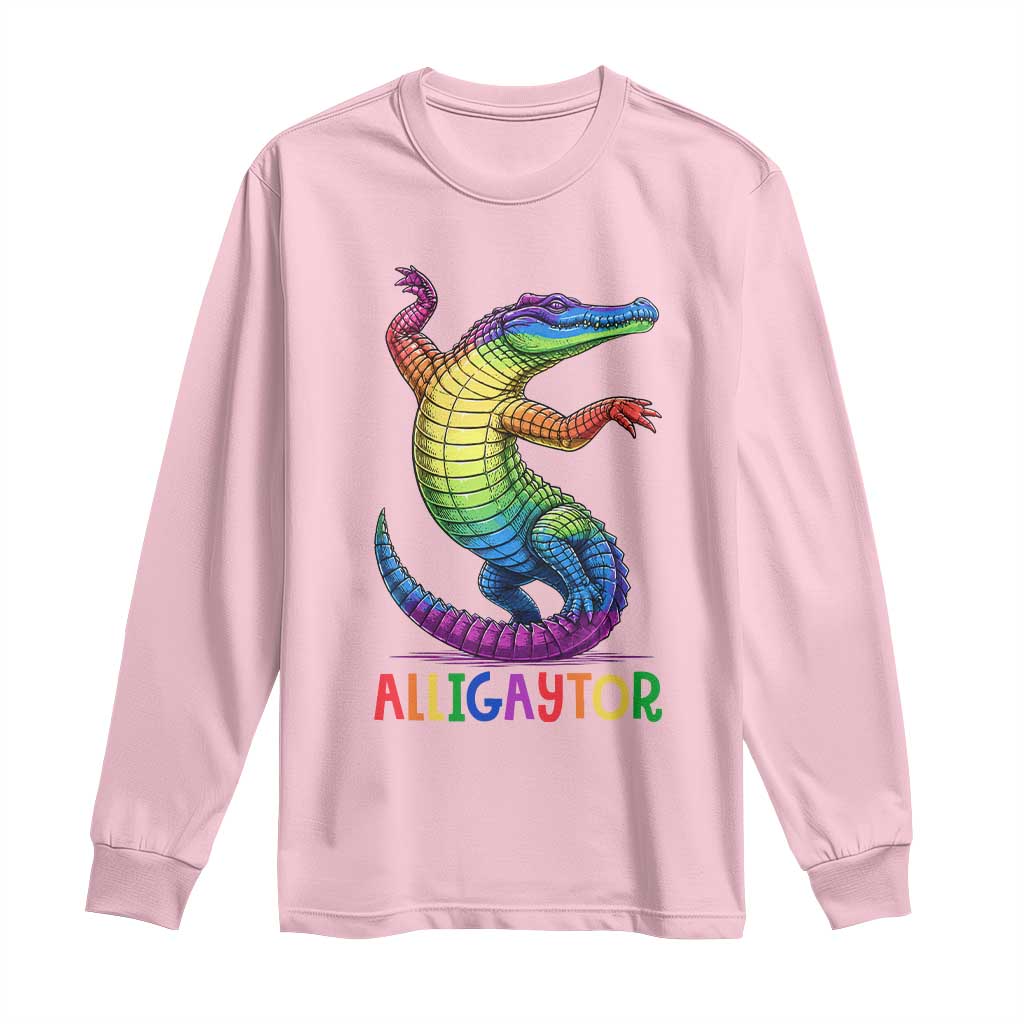 Alligaytor LGBTQ Pride Graphic Long Sleeve Shirt Queer Reptile Lovers