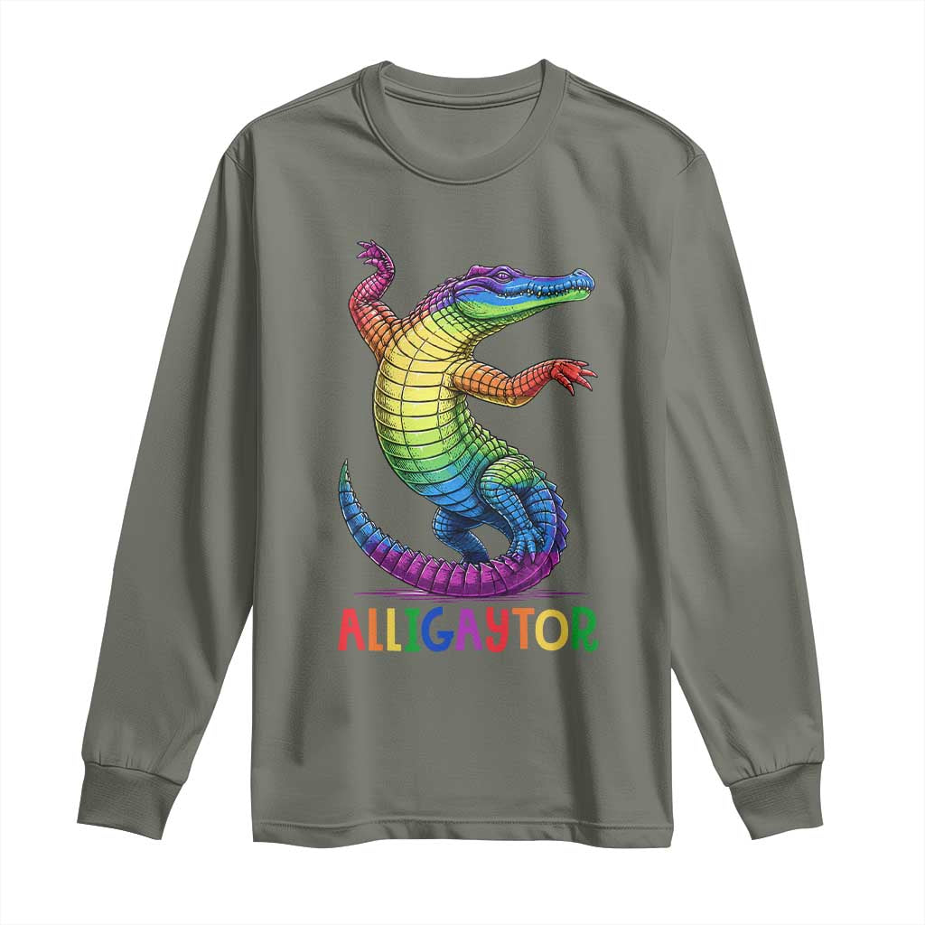 Alligaytor LGBTQ Pride Graphic Long Sleeve Shirt Queer Reptile Lovers