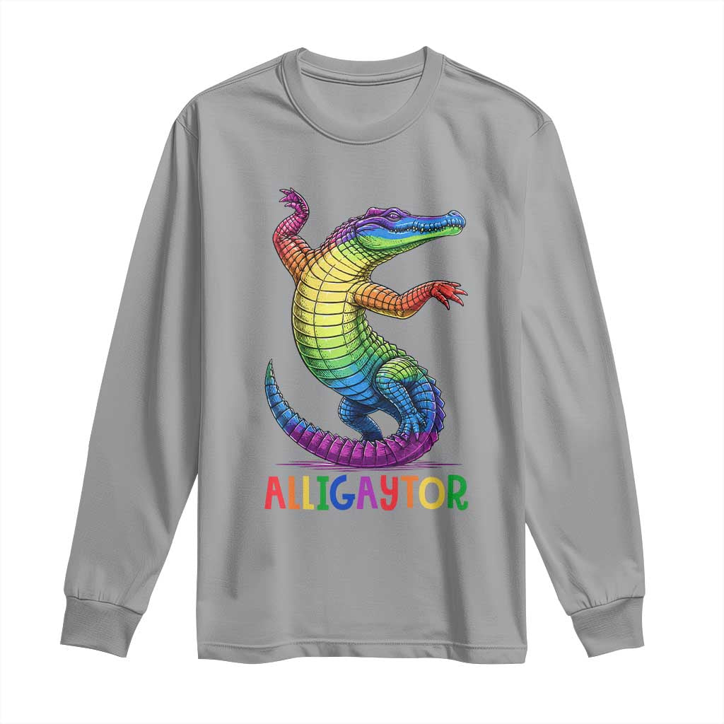 Alligaytor LGBTQ Pride Graphic Long Sleeve Shirt Queer Reptile Lovers