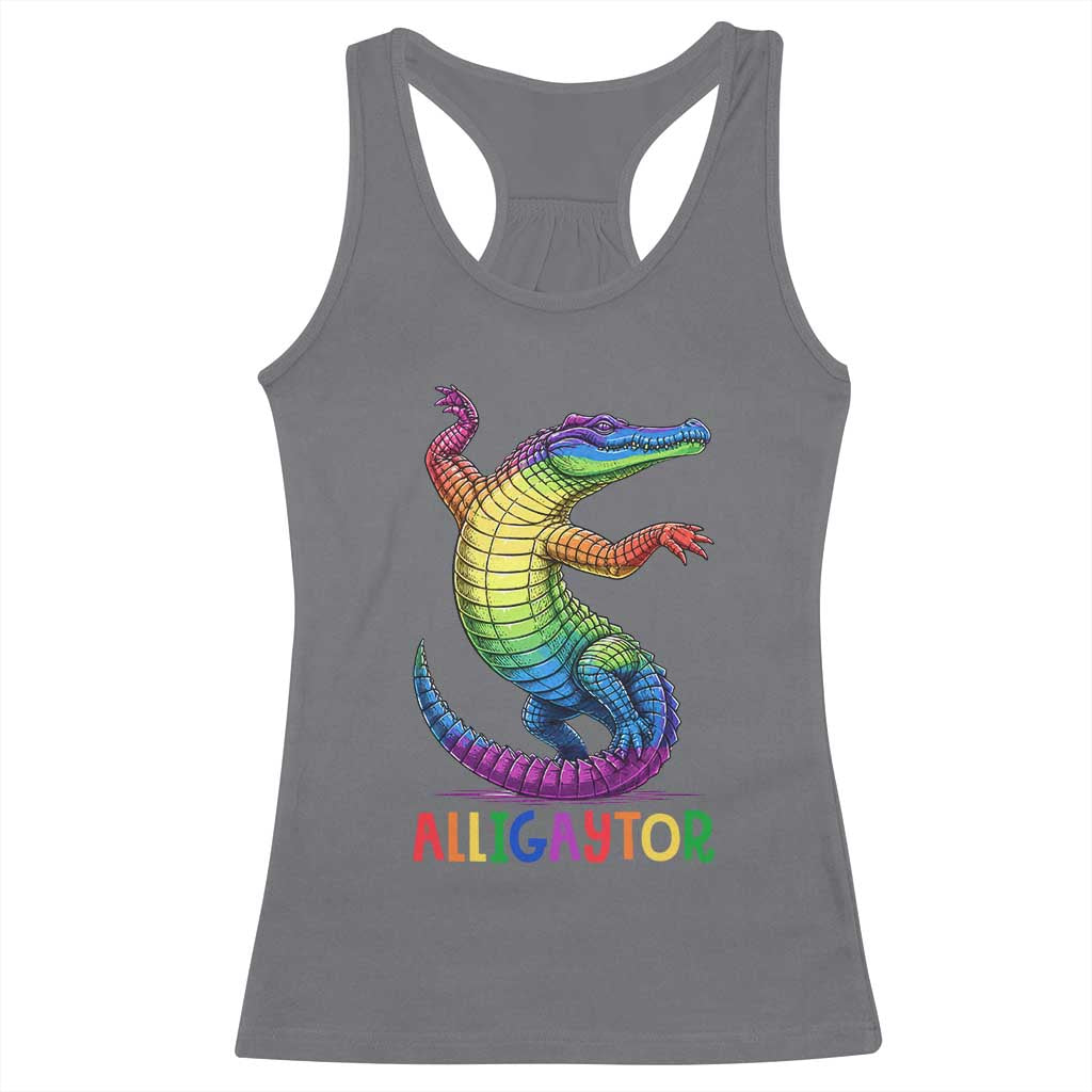 Alligaytor LGBTQ Pride Graphic Racerback Tank Top Queer Reptile Lovers