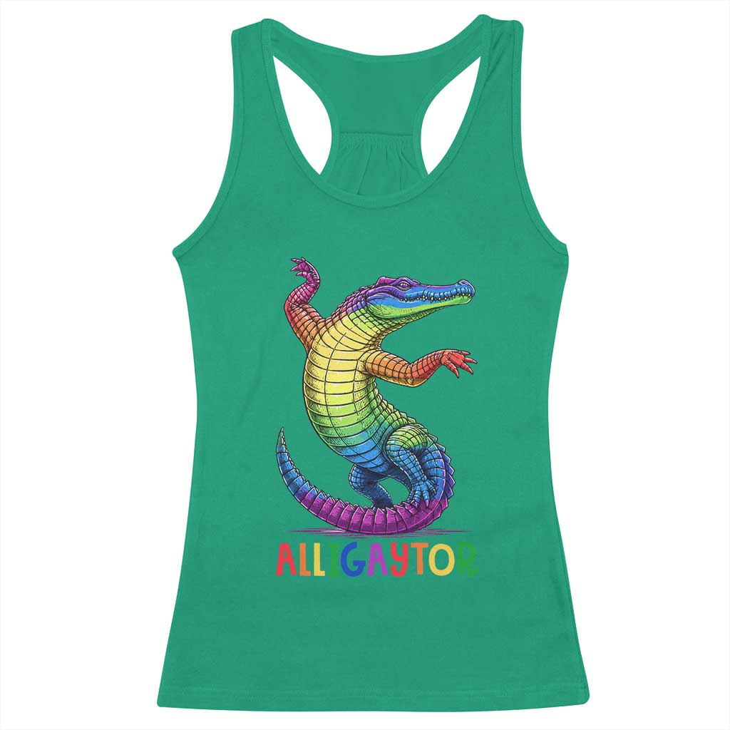 Alligaytor LGBTQ Pride Graphic Racerback Tank Top Queer Reptile Lovers