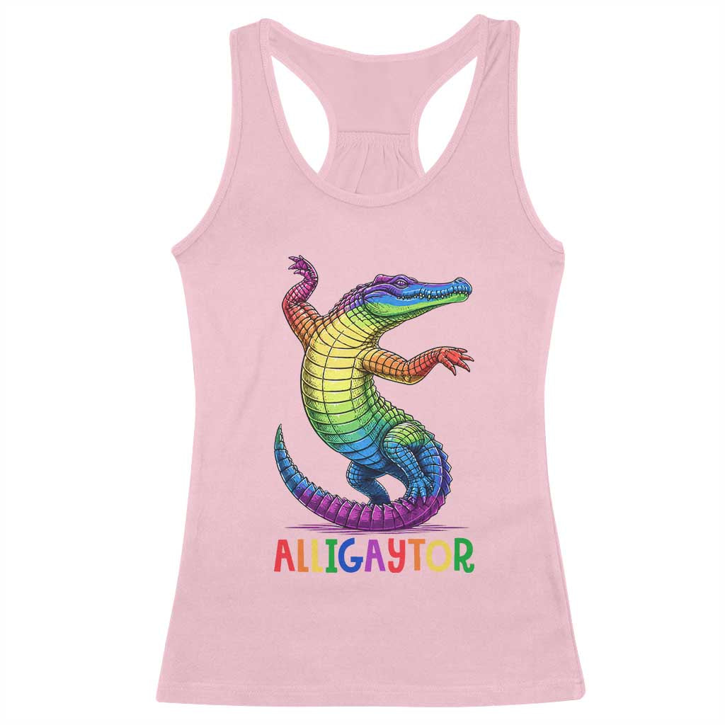 Alligaytor LGBTQ Pride Graphic Racerback Tank Top Queer Reptile Lovers
